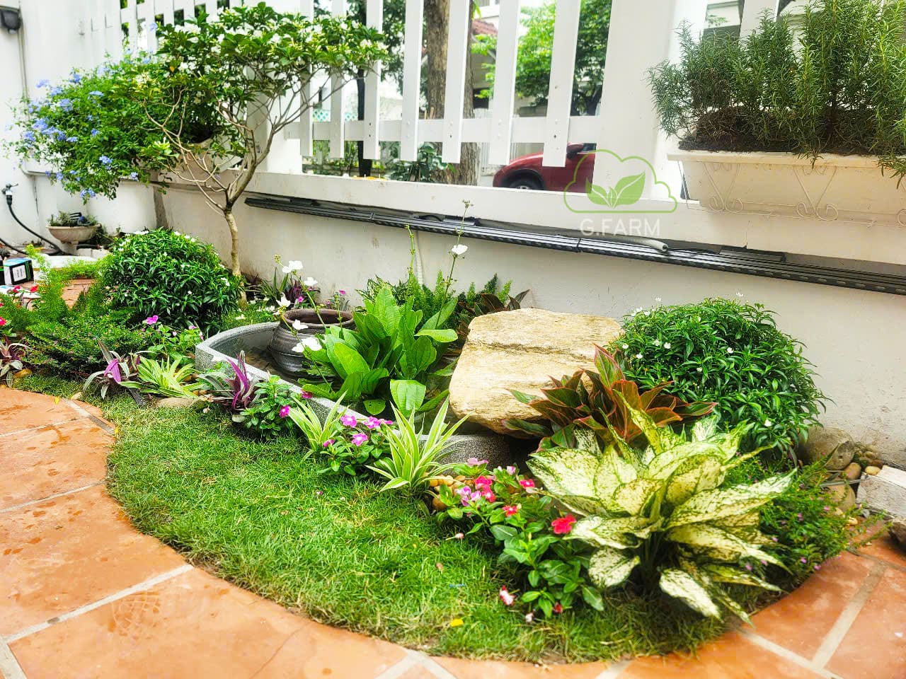 Tiểu cảnh nhỏ bể cá phong thuỷ tại Vinhome Long Biên