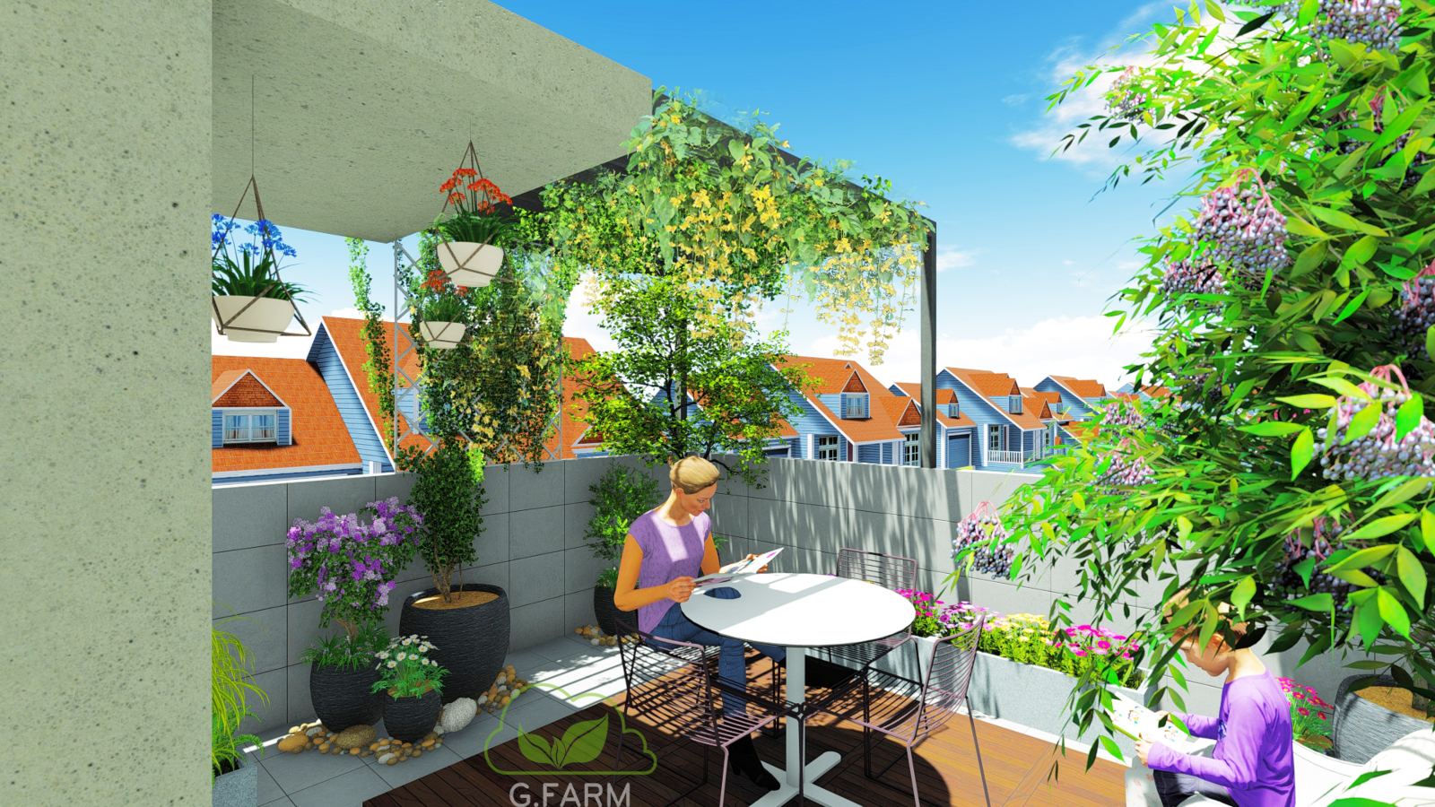 Sân vườn trên sân thượng đẹp
