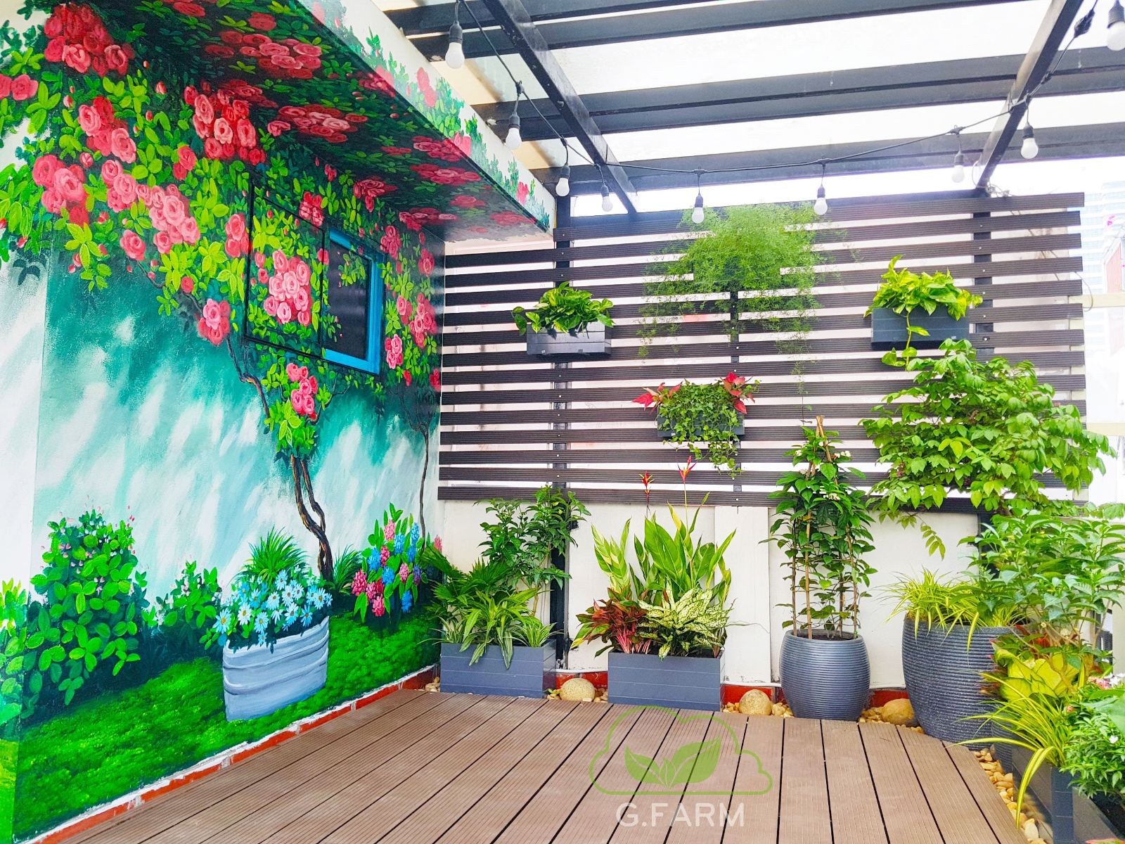 Vườn sân thượng nhỏ 25m2 anh Tuân Hàng Than