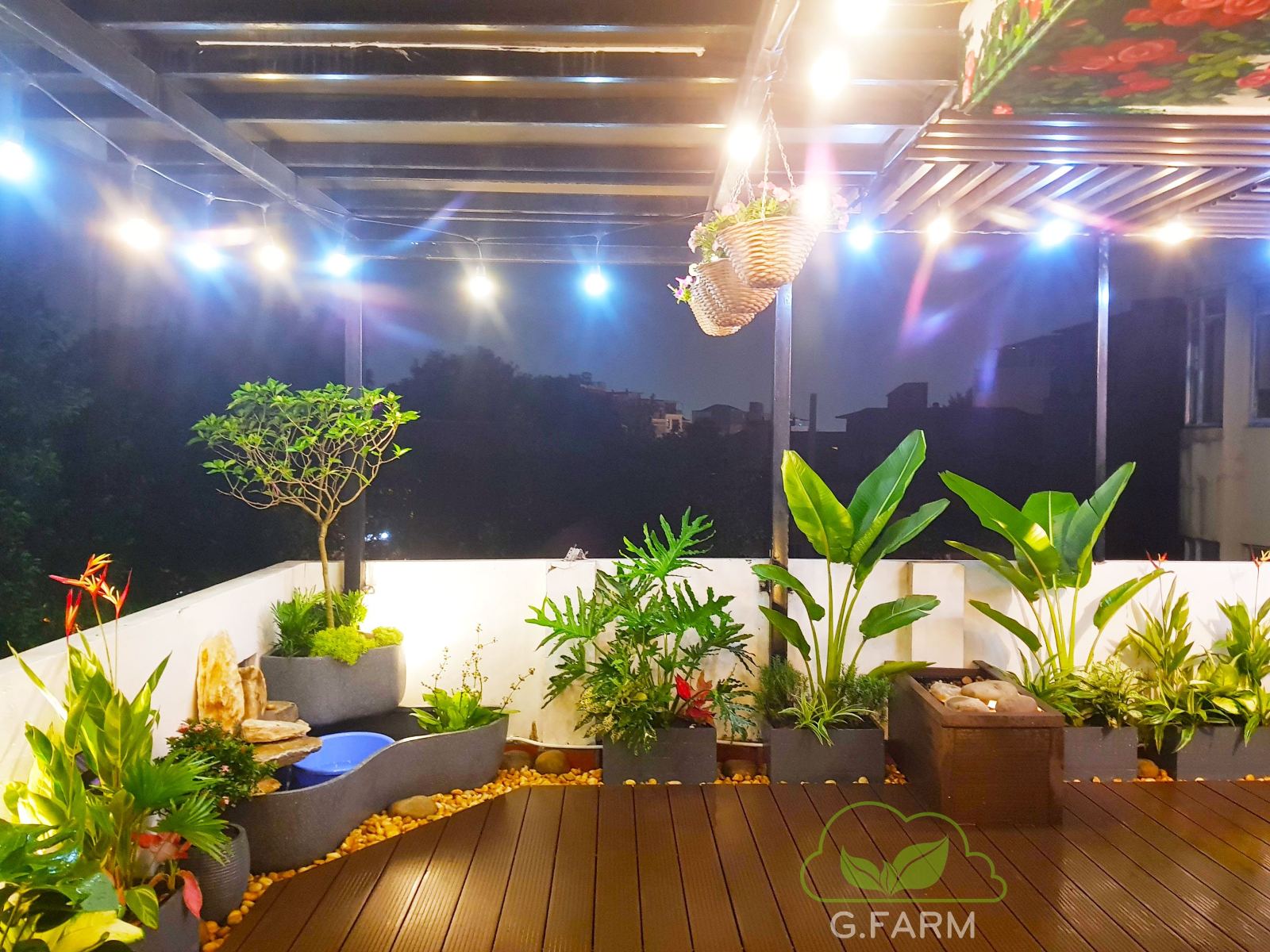 Vườn sân thượng nhỏ 25m2 anh Tuân Hàng Than