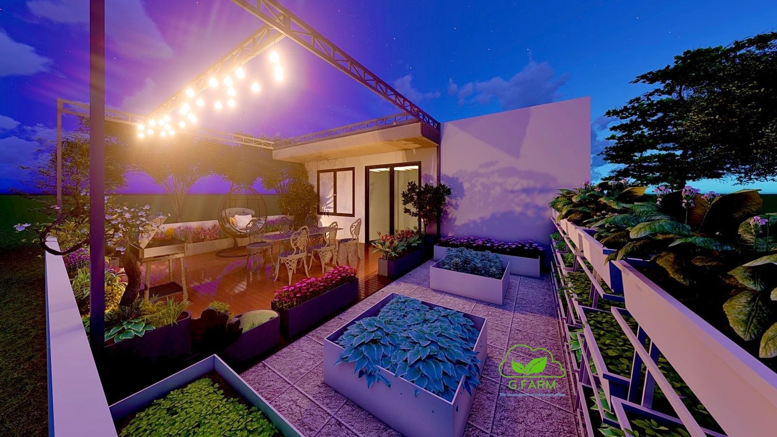 Thiết kế thi công vườn sân thượng anh Tuyến Hải Phòng
