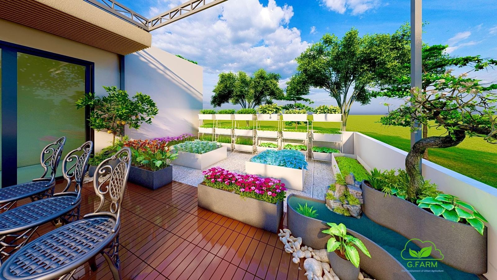 Thiết kế thi công vườn sân thượng anh Tuyến Hải Phòng