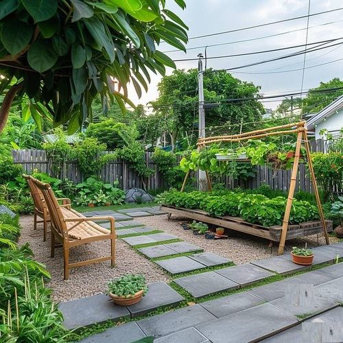 Vườn rau xanh trong sân vườn