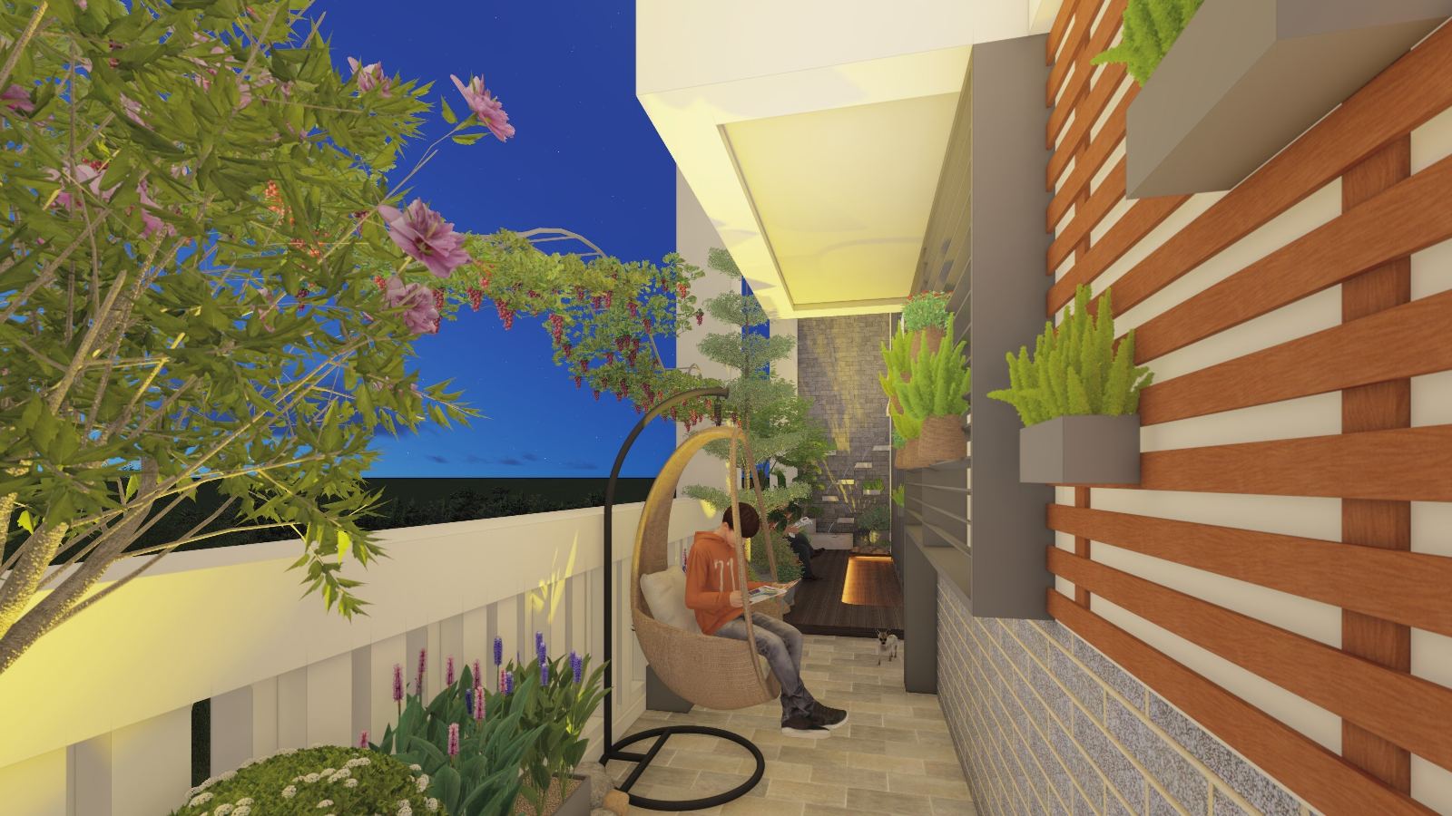 Vườn tiểu cảnh penthouse chị Phương Roman Plaza